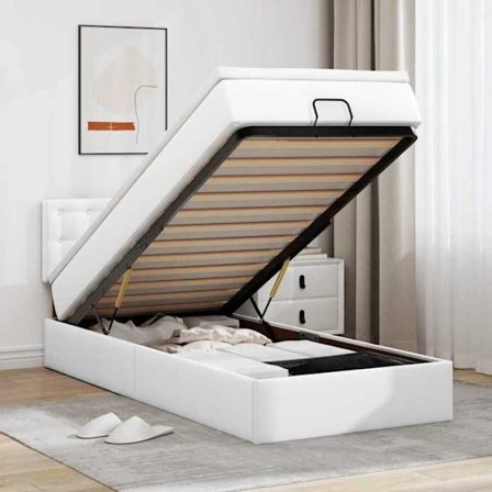 Maison Exclusive - Ottoman seng med hvid madras 90x190 cm i kunstlæder