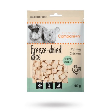 Companion - Companion Freeze-dried Dice Kylling 40g - Matskåler, Hundegobiter & Tyggeben til hund & katt på Doggie.no - Hundegodbiter, Tyggebein & 