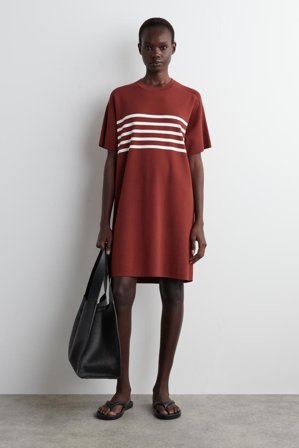 COS Women's Knitted T-Shirt Dress in Blue