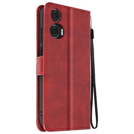 Kotelo Motorola Edge 50 Fusion rannehihnalle Flip Stand Wallet Red