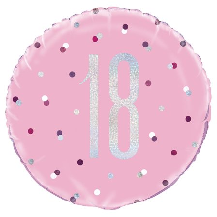 18 Års Folieballon Pink & Sølv