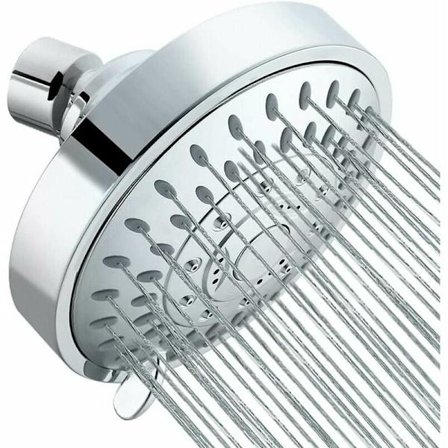 Rundt solbruserhoved, 4 tommer brusehoved med højt tryk, vandfald brusehoved, antikalk krom til badeværelse, aftageligt vandbesparende brusehoved, 5 