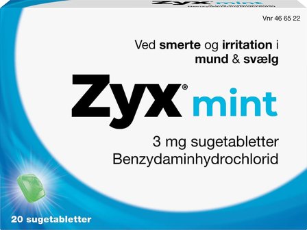 Zyx Mint Sugetabletter 3 mg 20 stk, Medicin & Pleje, Håndkøbsmedicin, Forkølelse