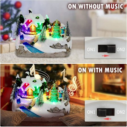 Jul Samlarobjekt Byggnader Dekoration Musikalisk Julby Figurer Snöglob med Snurrande Tåg 8 Musik för Heminredning Present till Barn
