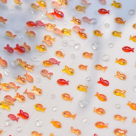 Pieni kultakala kynsitarra pieni Koi kynsitaide tarrat akryylikynsille 5D kohokuvioitu itseliimautuva pieni punainen kala kynsitarra vesikupla Desi