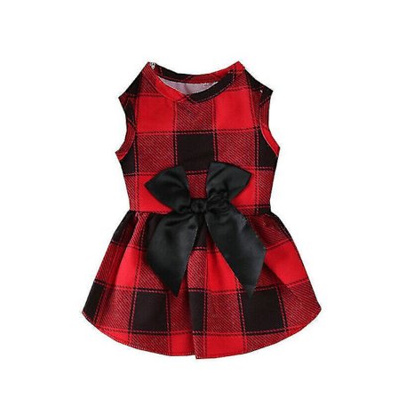 Pieni lemmikki koira kissa rusettinauha Tutu mekko pentu ruudullinen hame prinsessa vaatteet vaatteet(S)