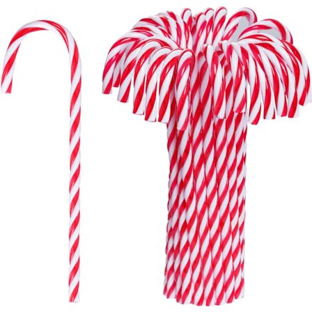 30 stk. jule slikkepinde dekorationer - plastik hængende ornamenter til juletræer, snoet stok form, rød & hvid, ideel til