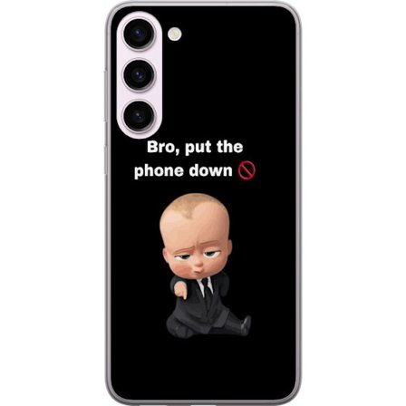 Yhteensopiva Puhelinkuori Samsung Galaxy S23+ Boss Baby hauska kuvaus tekstillä veli laita puhelin alas koominen motiivi näytön ajasta ja arkisesta sa