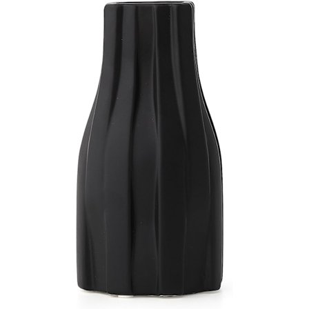 Keramisk vas för heminredning, svart matt randig vas för blommor, modern minimalistisk dekorativ vas, unik blomvas för matsal vardagsrum