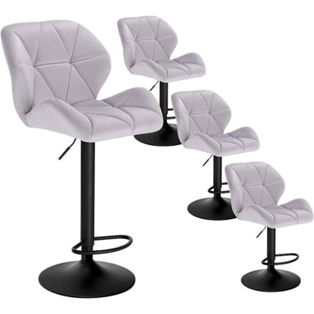 Rootz baarijakkara - Säädettävä työtuoli - Kääntyvä baarituoli - Ergonominen muotoilu, kestävä rakenne, helppo koota - samettia ja metallia - 94cm-116