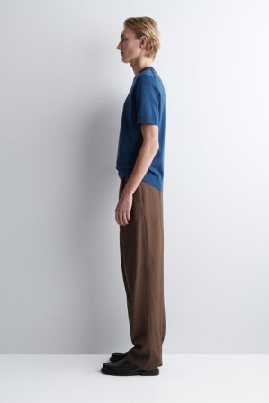 COS Merino Wool Knitted T-Shirt in Blue - Men