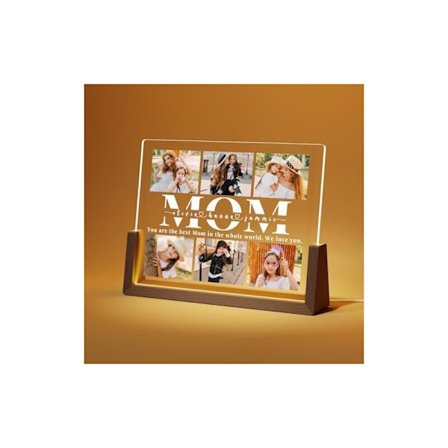 Personlig fotogave til mor - Personlig lampe med foto - Gaveidé til morsdag - Morsdagsgave (Tilpassbare bilder, 6 bilder)