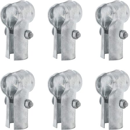 6 stk. T-fester for endestolpe, T-rørfester, kjettinglenkegjerdeforbindelse_yux