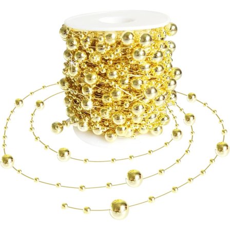 Joulukuusen Helminauha, 30 metriä Kultaisia Helminauhoja Kimallusta Joulukuusen Koristeluun ja Askarteluun