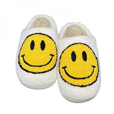 Smiley Face Mjuk Plysch Bekväm Varm Slip-on Tofflor White 39-40