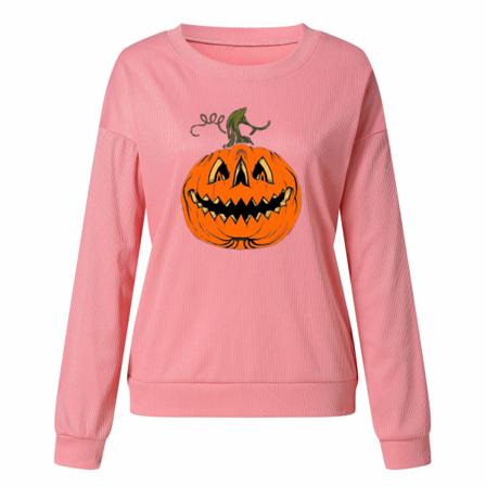 Kvinnor Halloween Tröja Pumpkin Prineed Casual Lösa Toppar