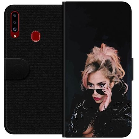 Kompatibelt Lommeboketui til Samsung Galaxy A20s Lady Gaga portrett med solbriller og dramatisk sminke i mørk glamorøs stil