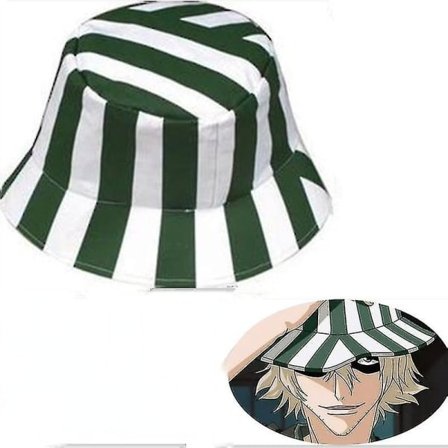 Anime Bleach Urahara Kisuke Cosplay Hat Cap Dome Vihreä ja valkoinen raidallinen kesähattu Vesimelonihattu