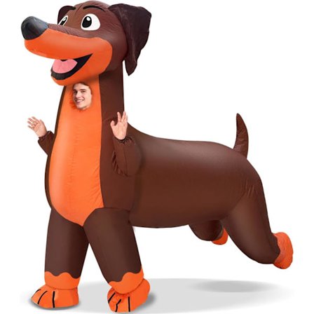 2025 Seneste Model Oppustelig Hundekostume til Voksne, Fuld Krops Oppustelig Gravhund Kostume, Sjovt Halloween Oppustelig Drag til Mænd Kvinder P