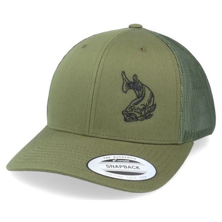 Skillfish - Grön trucker Keps - Large Mouth Bass Fishing Olive Trucker @ Hatstore