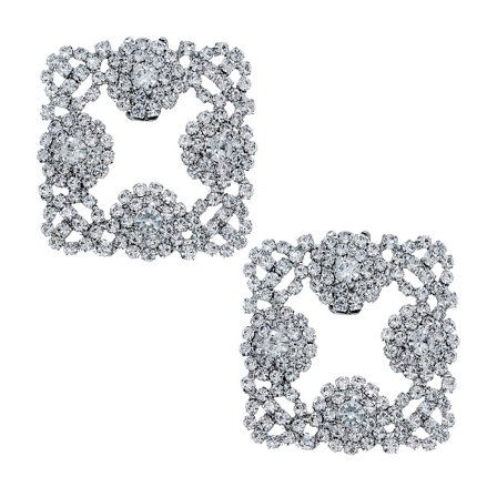2 Elegante Rhinestone Sølv Krystal Metal Sko Klip 5.5CM, Bryllup