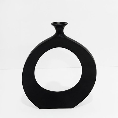 Musta alumiininen pyöreä maljakko, 37x5x45cm