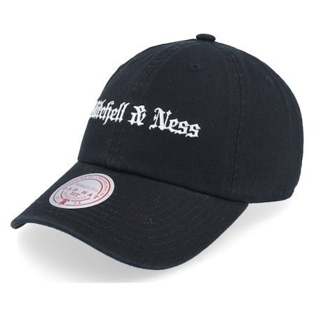 Mitchell & Ness - Gothic Black Dad Cap Unconstructed Black Cap - @ Hatstore