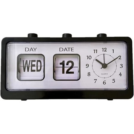 Mekaaninen herätyskello, uutuusmalli, fläppikello, digitaalinen pöytäkello, musta