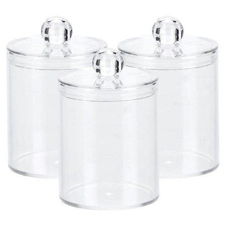 3 stk. Små vatrondelholder, 300 ml Apotekerglas Klar makeup-organisator, Badeværelsesbeholdere Dispenser