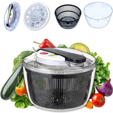 Salatslynge, spinner og grønnsaksvasker, slitesterk salattørker for vasking, skylling og tørking av frukt og grønnsaker