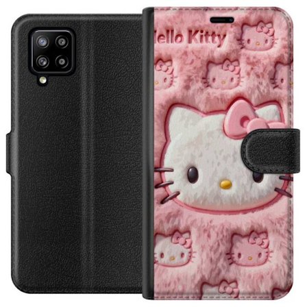 Kompatibelt Lommeboketui til Samsung Galaxy A42 5G Hello Kitty rosa fluffy bakgrunn med ikoniskt ansikt og kawaii-estetikk