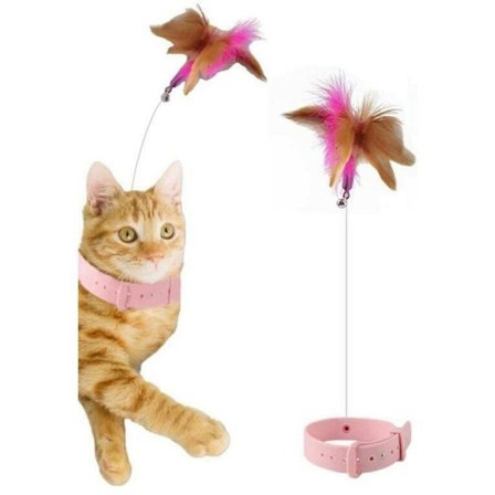 Retande pinne husdjur självgående katt leksak multifunktionell slips-up ben - Rosa 38,5 cm lång för katter nacke 17-27 cm 1 st