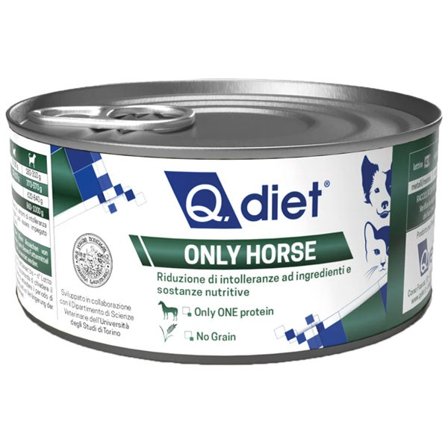 Q.Vet Q Diet Only Horse Cibo Umido Con Cavallo Per Cani/Gatti