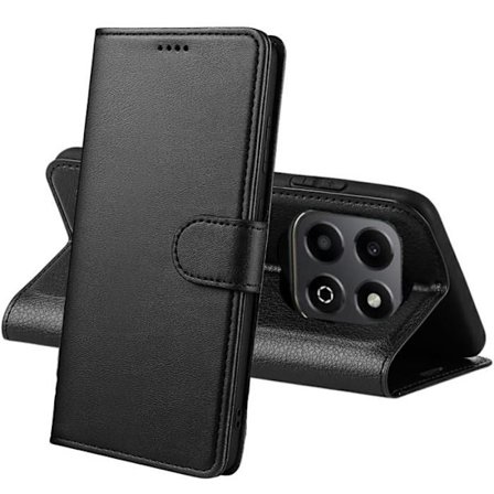 Coque для Honor 200 Smart 5G - Phonillico - Musta Lompakko - Puoli-jäykka - Nahkaefekti - Magneettinen