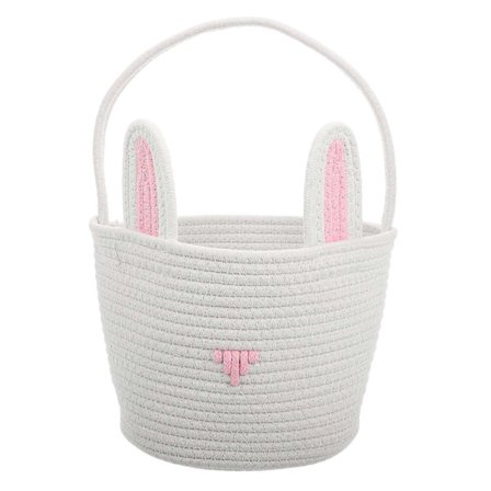 Funksjonell håndvevd oppbevaringskurv i bomull med kanindesign for leker, snacks og husholdningsartikler, ideell for barnerom, 1 stk