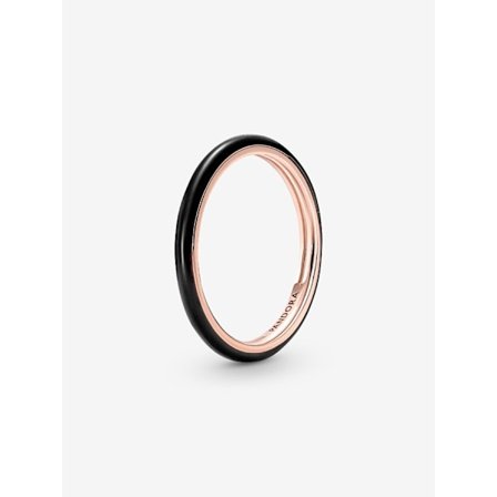 Pandora - P ME Svart Emaljring - 14k roséguldplätering