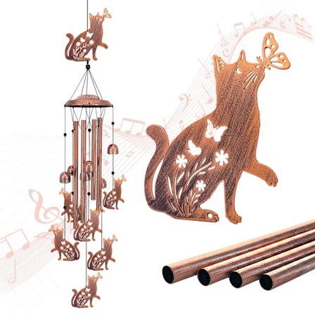 Metal Kat Vindspil, Udendørs/Indendørs Hængende Dekoration til Have & Hjem, Tankevækkende Mindegave/Fødselsdagsgave til Katteelskere - Gård & Veranda