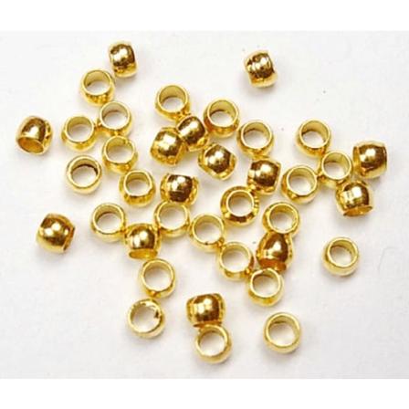 Drygt 500 St. Guldpläterade Ø 2 Mm. Klämpärlor, Hål 1,2 Mm.