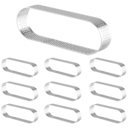 10 pakkauksen soikea tortturengas, rei'itetty leivinrengas, leivonnainen, ruostumattomasta teräksestä valmistetut mold , baki silver