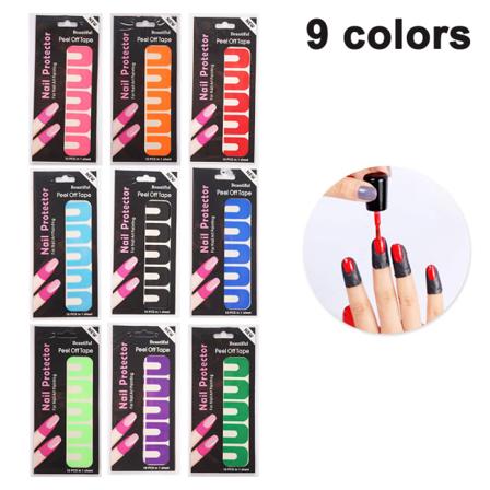 Nagellacksskydd i 9 färger Spillsäkert Peel off-nagelklistermärke U-formad engångstejp för nail art