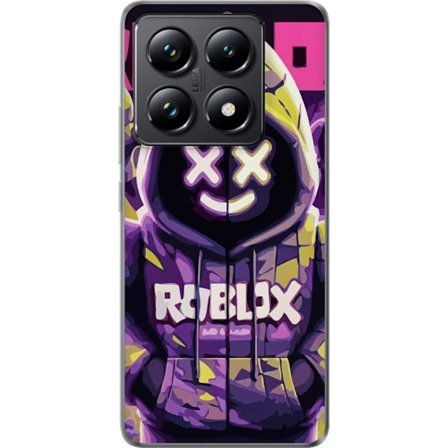 Kompatibelt Mobilskal till Xiaomi Xiaomi 14T Färgstark Roblox-inspirerad huvtröjskaraktär med neonfärger och mask, digital spelillustration perfek