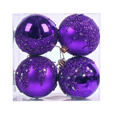4stk juletræshængende bolde julekugle LILLA