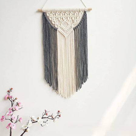 Skandinavisk bohemisk handvävd bomullstross tofsvävnad B&b väggdekor väggdekor vävnad 35*60cm grå