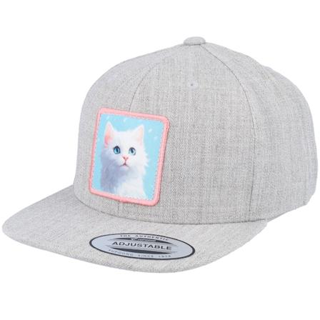 Kiddo Cap - Grau snapback Cap - Kids Cute Kitten Patch Heather Grey Snapback @ Hatstore