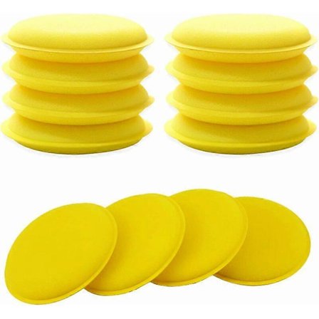 Bilpoleringssvamp, 12 stk. Bilvoks-puder Mikrofiberpoleringspuder til rengøring af bilkøretøjer Bilglas (Gul)