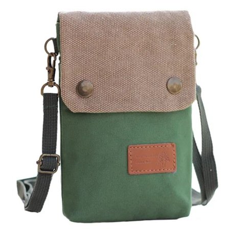 Canvas Lille Flip Crossbody Taske Mobiltelefon Taske til Kvinder Armbånd Pung Taske Møntpung