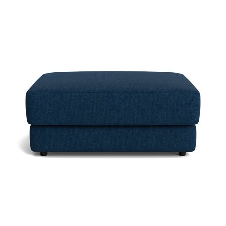 Sevilla Pouf Aragon Blau Moderner Hocker mit Nozag-Federung und hochwertigem Sitzkomfort für Wohnzimmer, Höhe 43cm, elegantes Design
