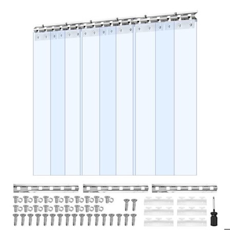 PVC-nauhareunat-Duoku-0,9 x 2 m-6 kpl-Läpinäkyvät levyt-Lämpöeristykseen ja Tuulensuojaksi