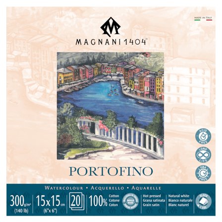 Magnani Bloc Aquarelle Portofino 100% Coton 300g Satin 15x15cm 20 Sheets