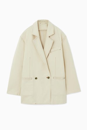 COS Damen Zweireihiger Denim-Blazer - Weiss